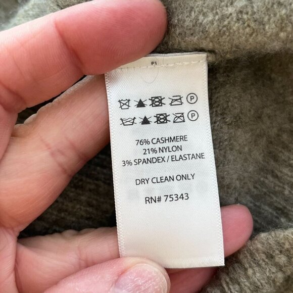 Tahari Luxe 76% Cashmere Blend Funnel Neck Sweater Greenish Gray Oversized XS - Picture 7 of 8